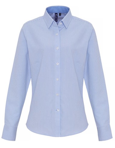 PRE-PR338-Womens Cotton Rich Oxford Stripes Shirt